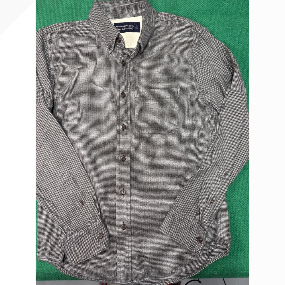 Abercrombie & Fitch Soft Flannel Shirt Mens Small Black White Houndstooth Pocket
